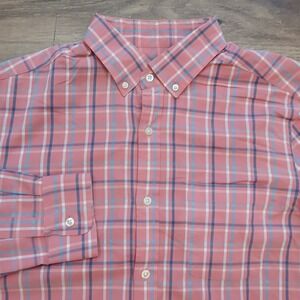 Vineyard Vines Performance‎ Murray Shirt Mens Medium Pink Plaid Classic Casual
